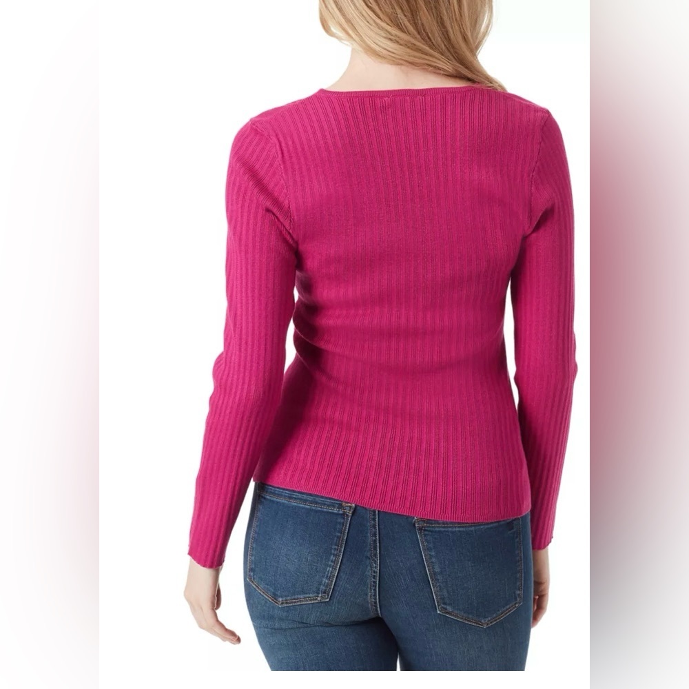 Jessica Simpson Adrielle Long Sleeve Sweater Top in Festival Fuchsia size L - Picture 2 of 14